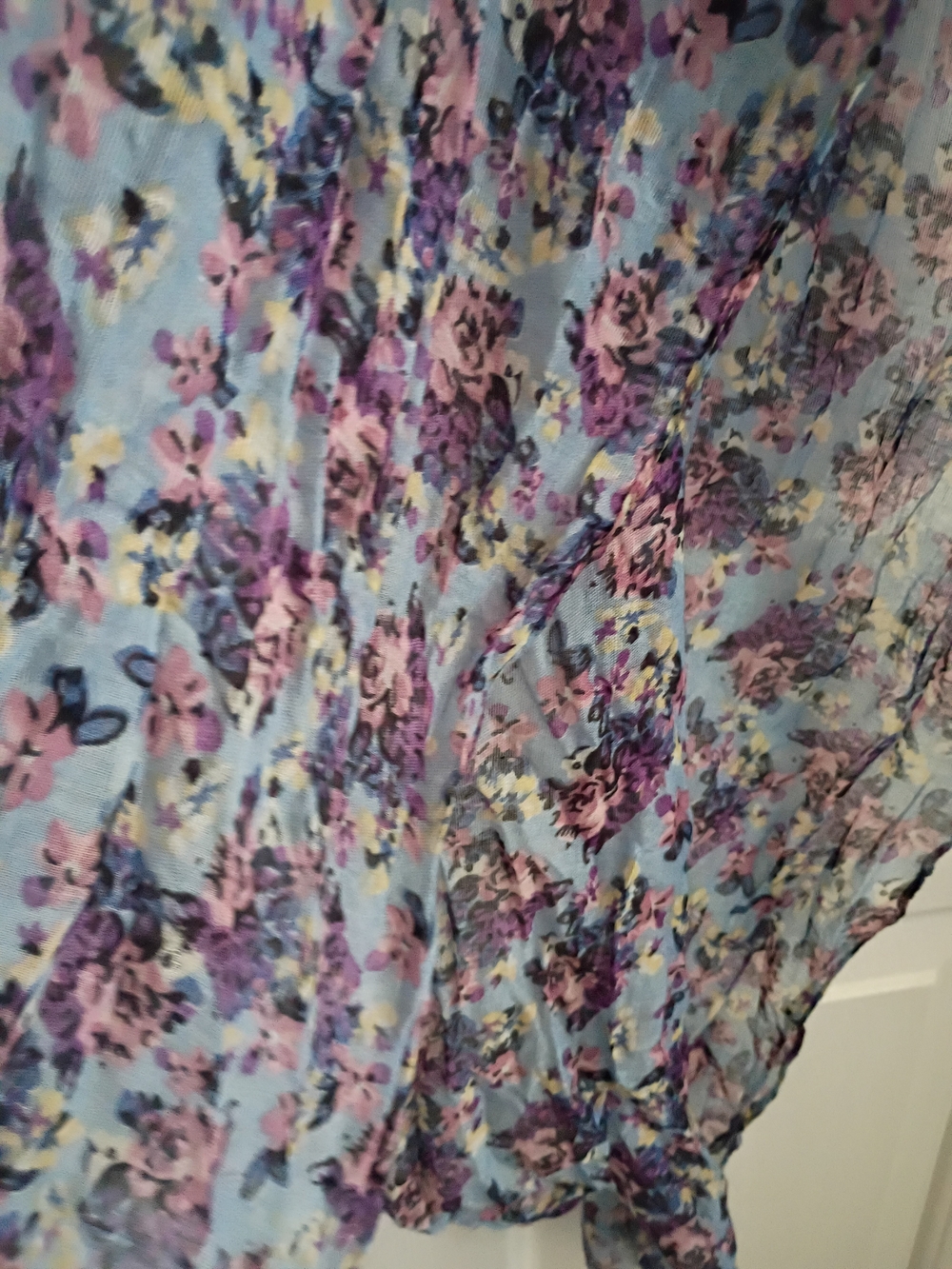 Light Blue Floral Ruffle Scarf - Picture 6 of 8
